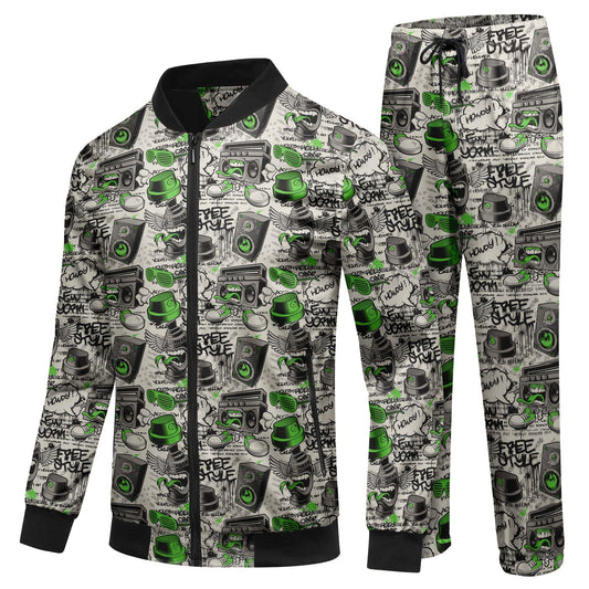 BYBNOLL Men's Tracksuit 2 Pieces Waterproof Set Casual Full Zip Colorful Printed Sport Sweatsuit Sets with Pockets
