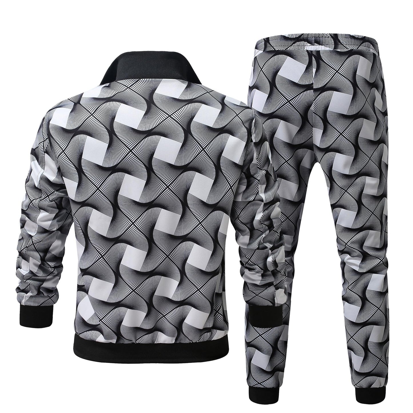 BYBNOLL Mens Tracksuit 2 Piece Set Full Zip Floral Print Casual Sport Sweatsuit Sets with Pockets