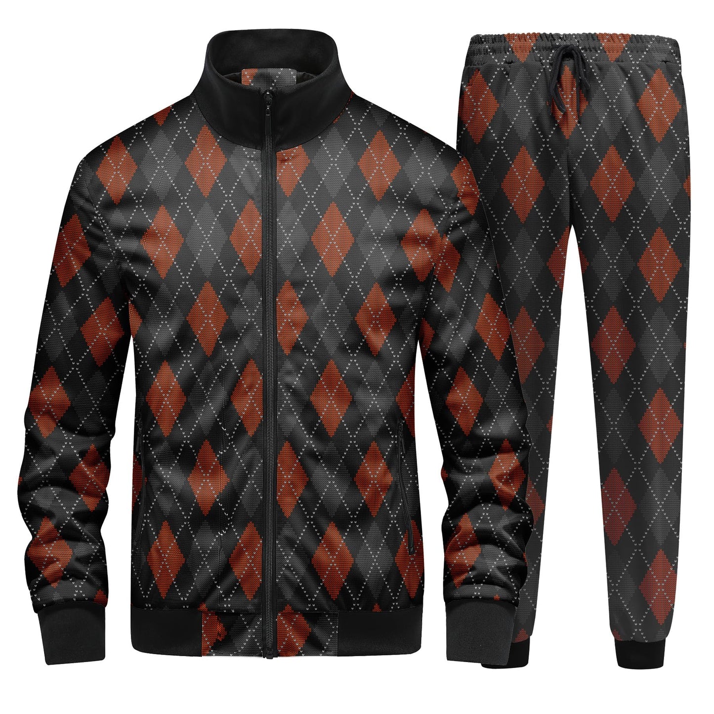BYBNOLL Mens Tracksuit 2 Piece Set Full Zip Floral Print Casual Sport Sweatsuit Sets with Pockets