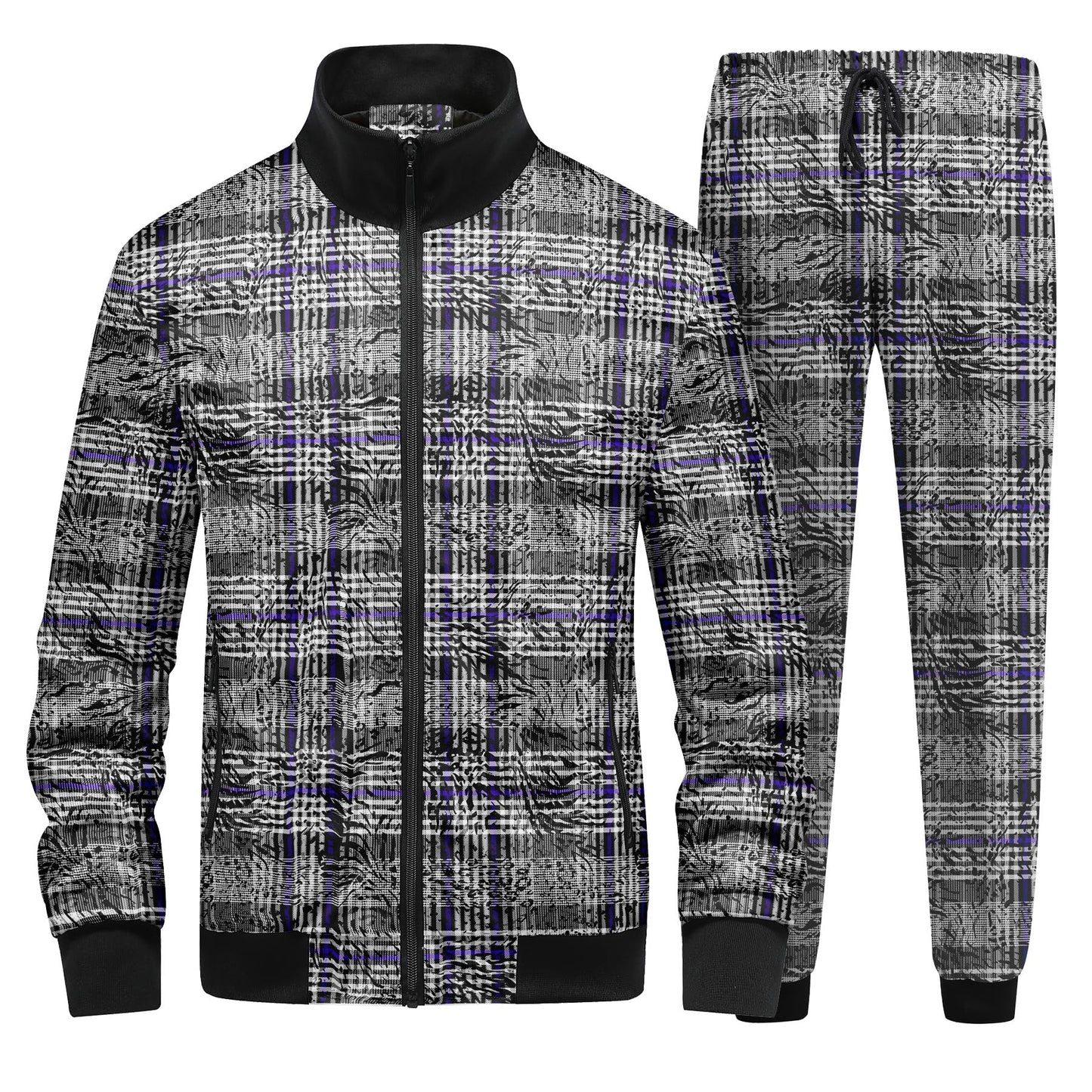 BYBNOLL Mens Tracksuit 2 Piece Set Full Zip Floral Print Casual Sport Sweatsuit Sets with Pockets